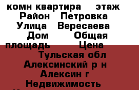 1 комн.квартира 2/5этаж › Район ­ Петровка › Улица ­ Вересаева › Дом ­ 9 › Общая площадь ­ 21 › Цена ­ 650 000 - Тульская обл., Алексинский р-н, Алексин г. Недвижимость » Квартиры продажа   